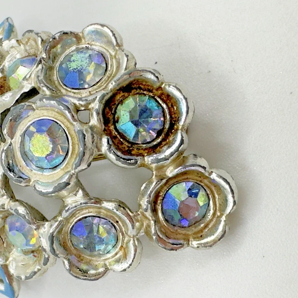 Vintage Brooch Lot 5 Rhinestone Enamel Faux Pearl Sailboat Flower Starburst Pins
